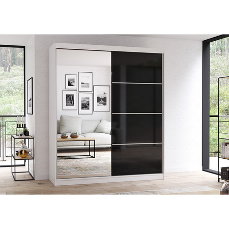 Skříň Multi 31 233x61 cm - bílá/černá Idzczakmeble