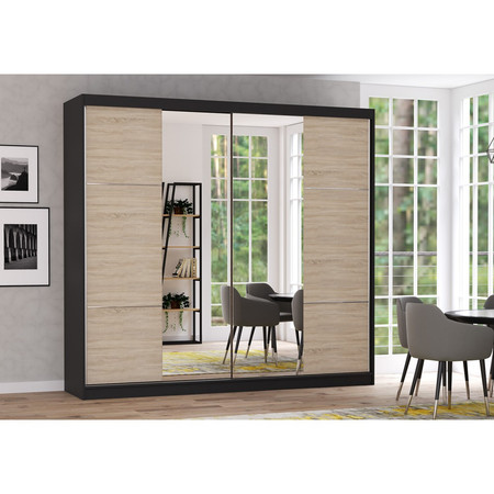 Skříň Multi 36 233x61 cm - černá/dub sonoma Idzczakmeble
