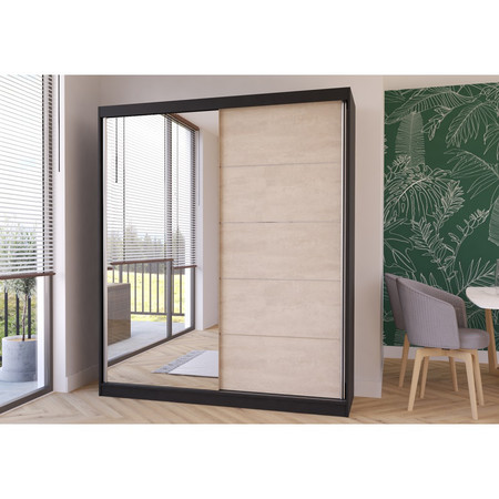 Skříň Silk 183x61 cm - černá/dub sonoma Idzczakmeble