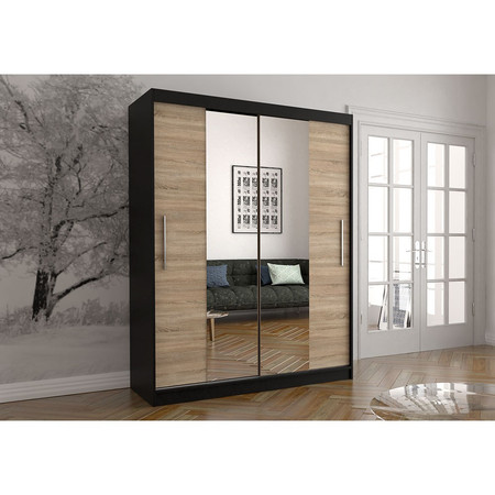 Skříň Vista 01 150x61 cm - černá/dub sonoma Idzczakmeble