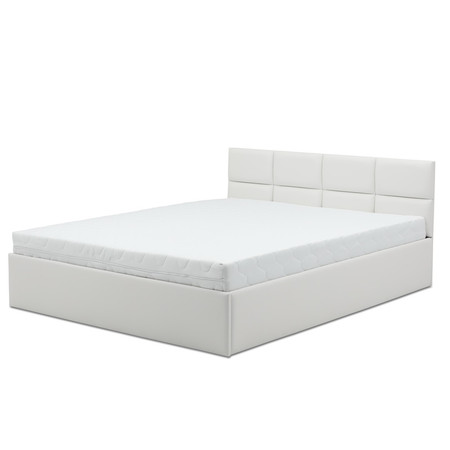 Čalouněná postel MONOS II s matrací rozměr 160x200 cm - Eko-kůže Bílá eko-kůže Pěnová matrace Signal-nabytek