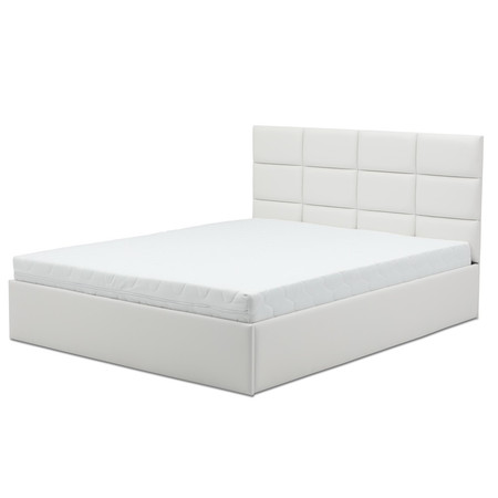 Čalouněná postel TORES II s matrací rozměr 160x200 cm - Eko-kůže Bílá eko-kůže Pěnová matrace Signal-nabytek