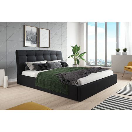 Čalouněná postel ADLO rozměr 140x200 cm Černá TT-FURNITURE