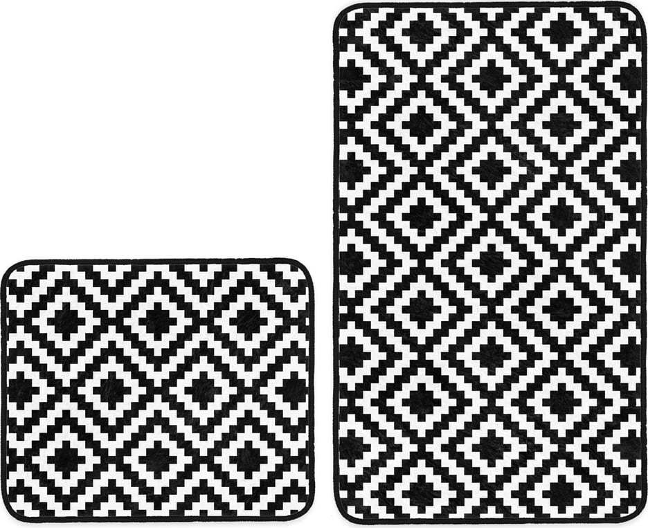 Bílo-černé koupelnové předložky v sadě 2 ks 100x60 cm - Minimalist Home World Minimalist Home World