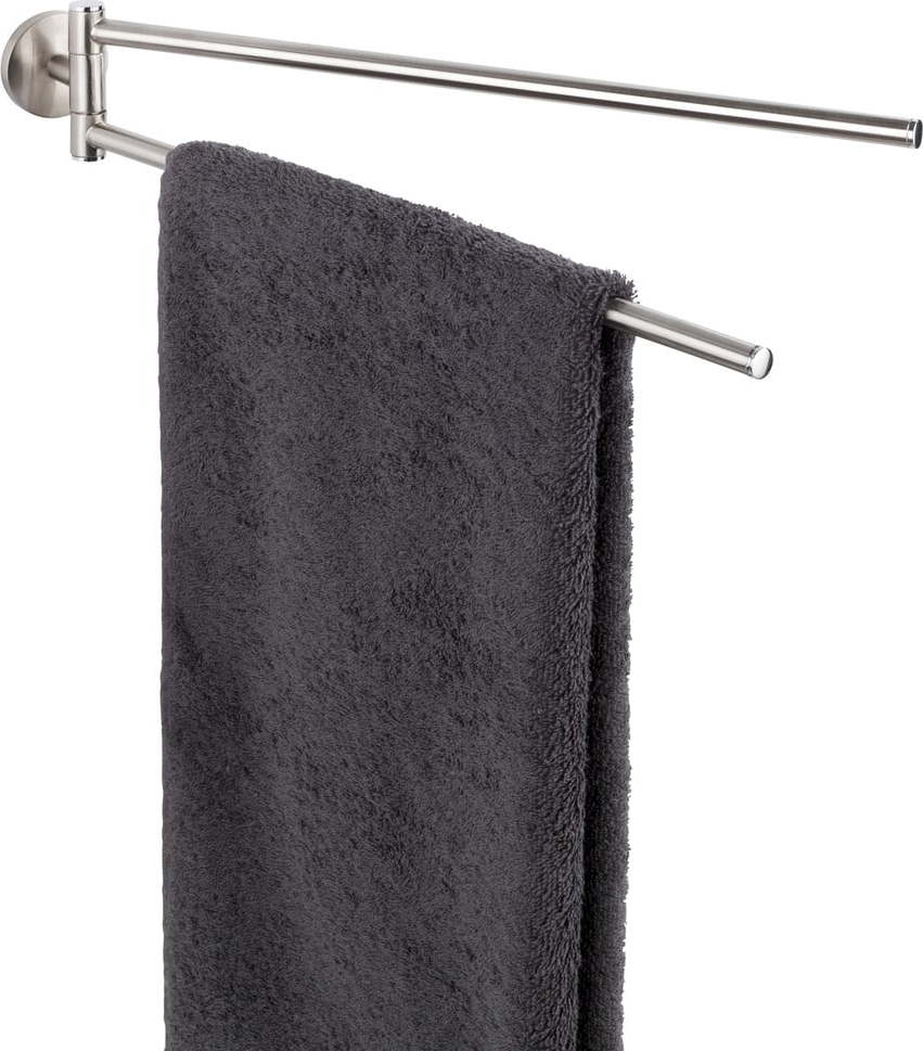 Nástěnný držák s 2 rameny na ručníky z matného nerezového kovu Wenko Cuba WENKO