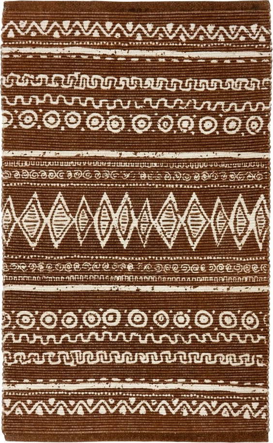 Hnědo-bílý bavlněný koberec Webtappeti Ethnic