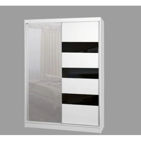 Kvalitní Šatní Skříň Lotse 150 cm Černá Černý Mat-Bílý Mat Furniture