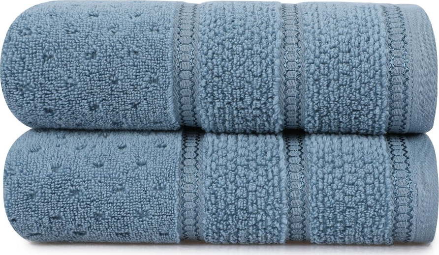 Sada 2 modrých bavlněných ručníků Hobby Arella