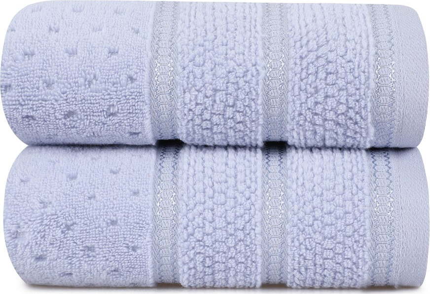 Sada 2 světle modrých bavlněných ručníků Hobby Arella