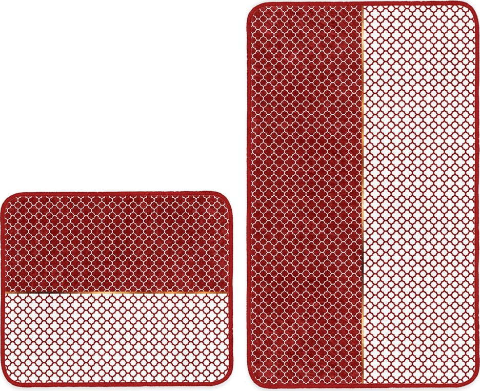 Červené koupelnové předložky v sadě 2 ks 100x60 cm - Minimalist Home World Minimalist Home World