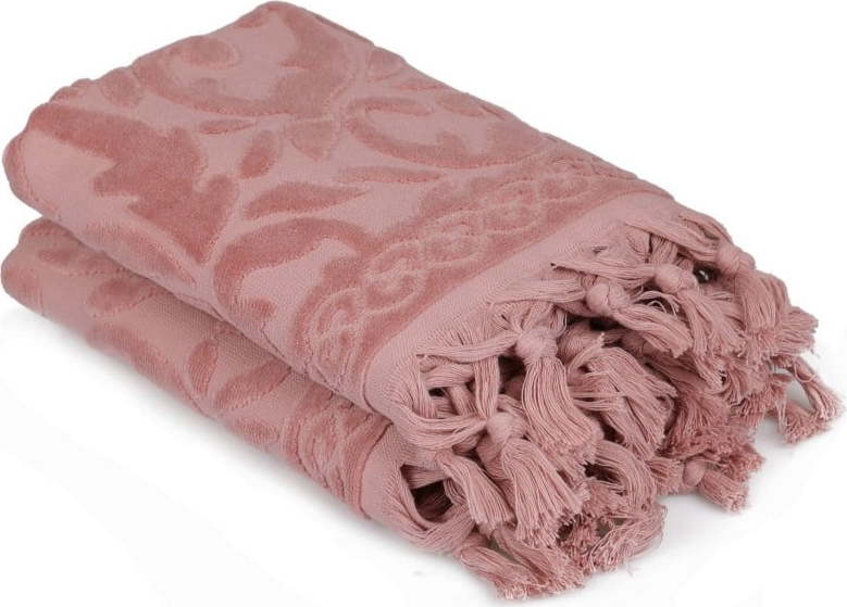 Sada dvou růžových ručníků v odstínu dusty rose Bohème