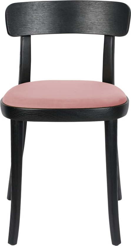 Sada 2 černých jídelních židlí s růžovým podsedákem Dutchbone Brandon Dutchbone