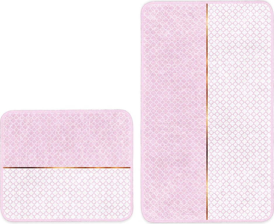 Růžové koupelnové předložky v sadě 2 ks 100x60 cm - Minimalist Home World Minimalist Home World