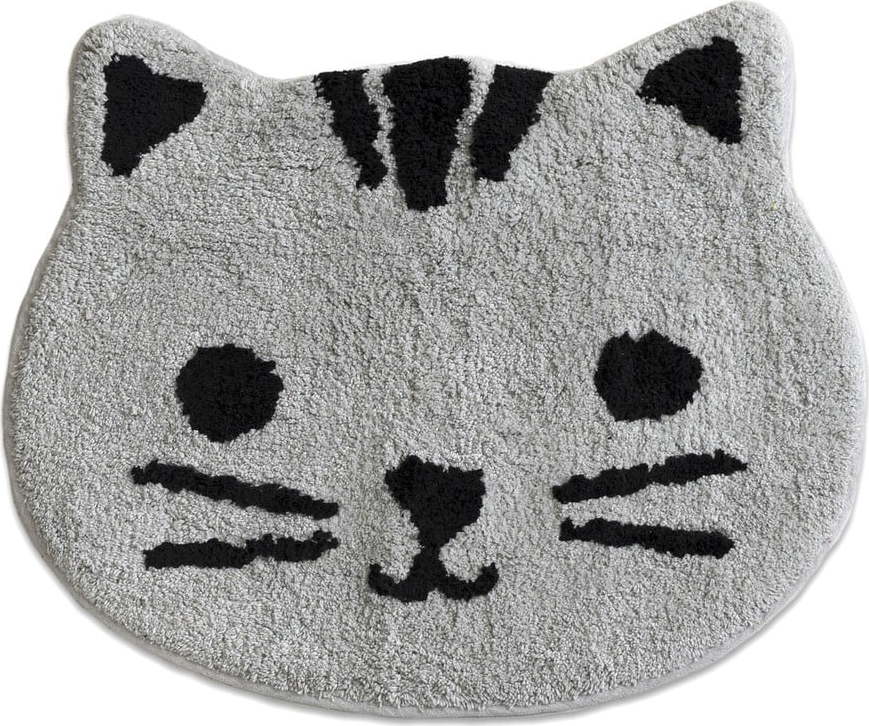 Šedá bavlněná koupelnová předložka Mr. Fox Grey Cat