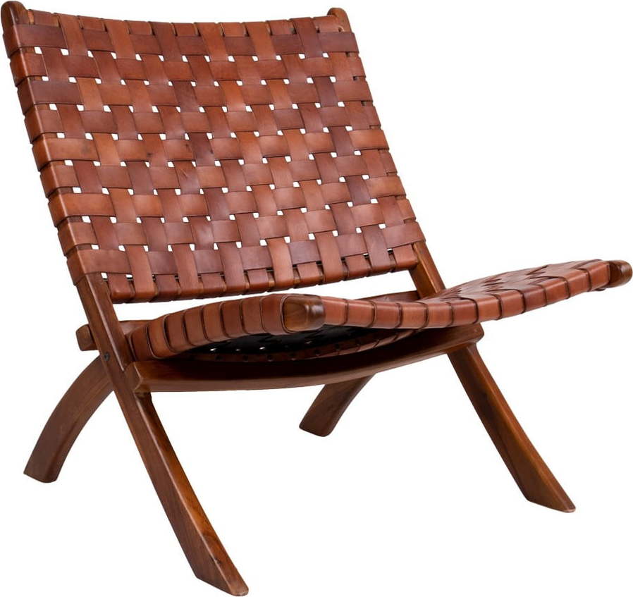 Skládací židle z teakového dřeva a kůže House Nordic Montana House Nordic