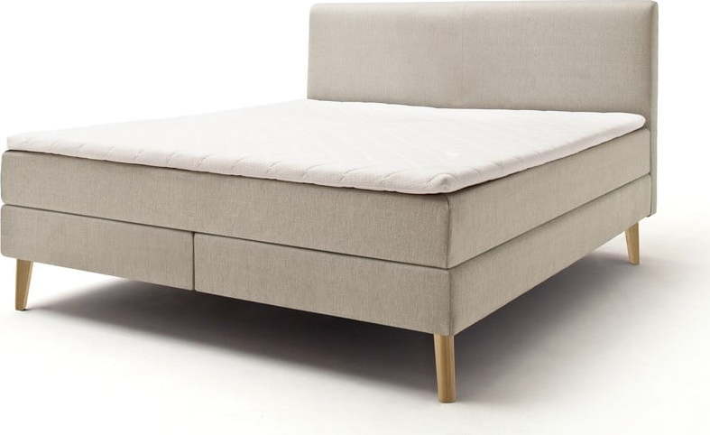 Béžová čalouněná dvoulůžková postel s matrací Meise Möbel Greta