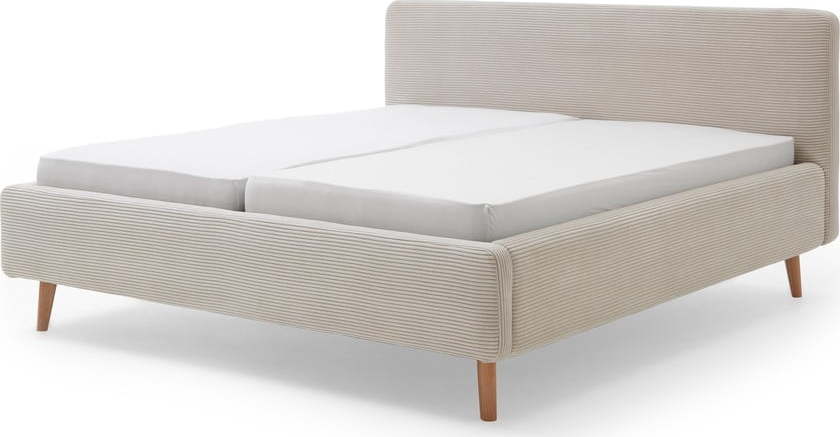 Béžová manšestrová postel s roštem a úložným prostorem Meise Möbel Mattis Cord