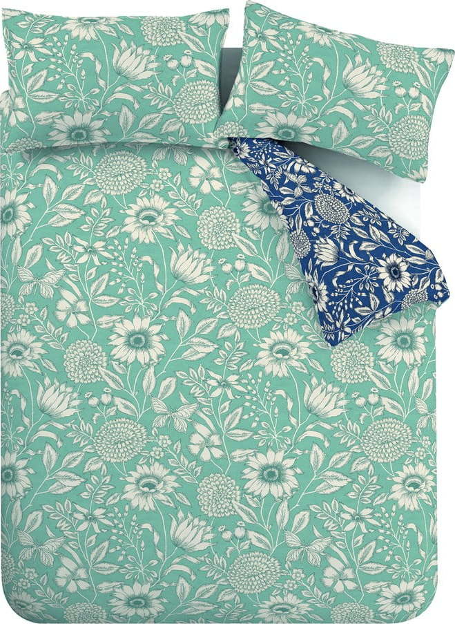 Zeleno-modré povlečení 200x135 cm Tapestry Floral - Catherine Lansfield Catherine Lansfield