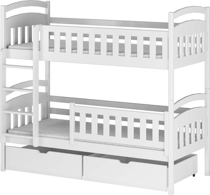 Bílá patrová dětská postel s úložným prostorem 90x200 cm Ignas - Lano Meble Lano Meble
