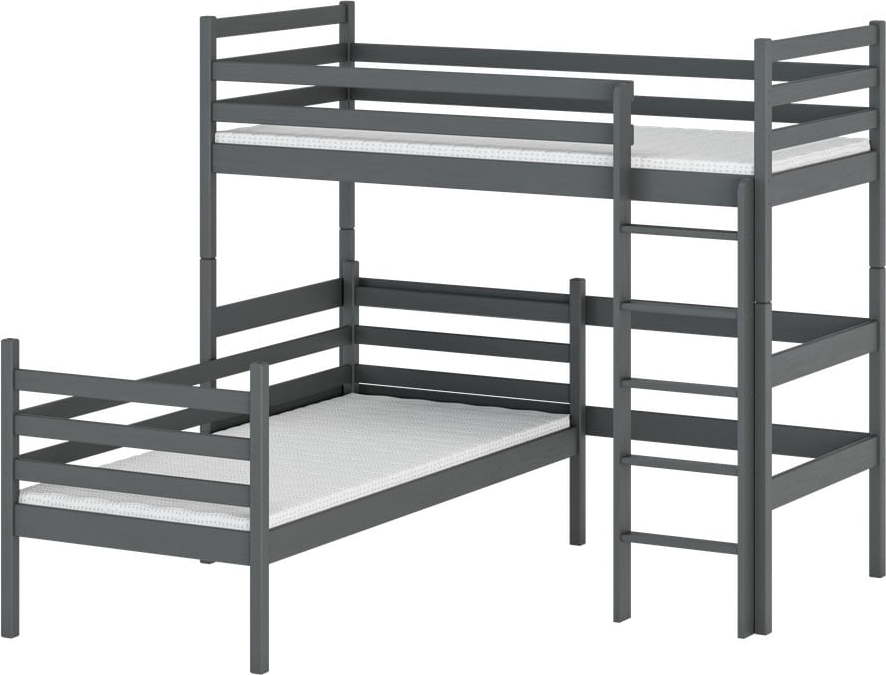 Tmavě šedá patrová dětská postel 80x160 cm Double - Lano Meble Lano Meble