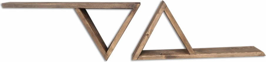 Sada 2 dřevěných nástěnných polic Triangles Evila Originals