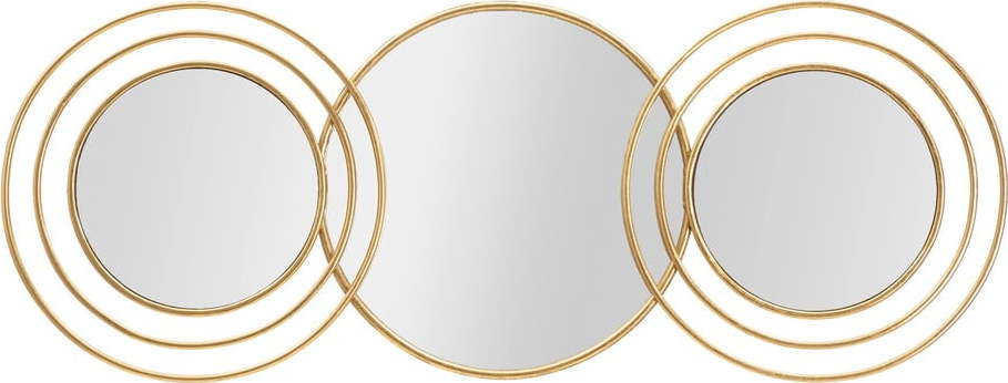 Nástěnné zrcadlo ve zlatém dekoru Mauro Ferretti Triply Round