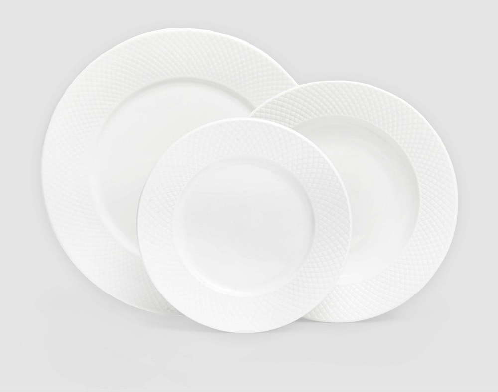 12dílná sada bílých porcelánových talířů Bonami Essentials Imperio Bonami Essentials
