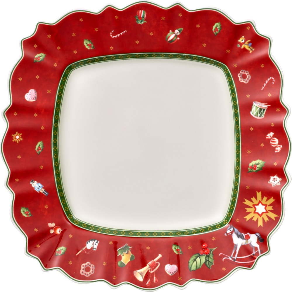Červený porcelánový talíř s vánočním motivem Villeroy & Boch