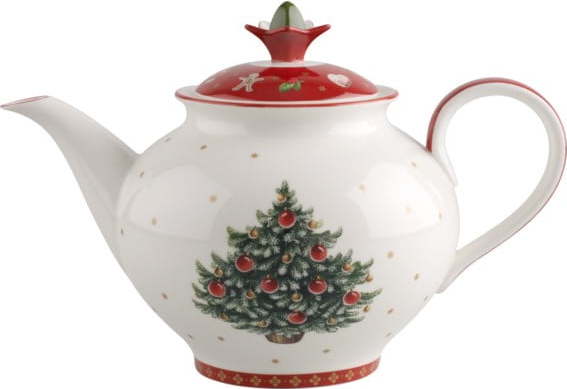 Červeno-bílá porcelánová čajová konvice s vánočním motivem Villeroy & Boch Villeroy & boch