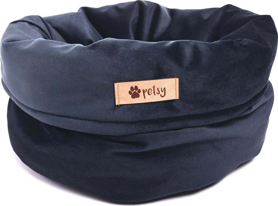 Tmavě modrý sametový pelíšek ø 40 cm Basket Royal - Petsy Petsy
