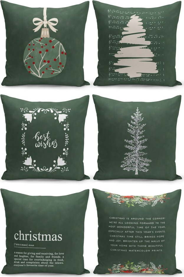 Sada 6 vánočních dekorativních povlaků na polštář Kate Louise Christmas Noel