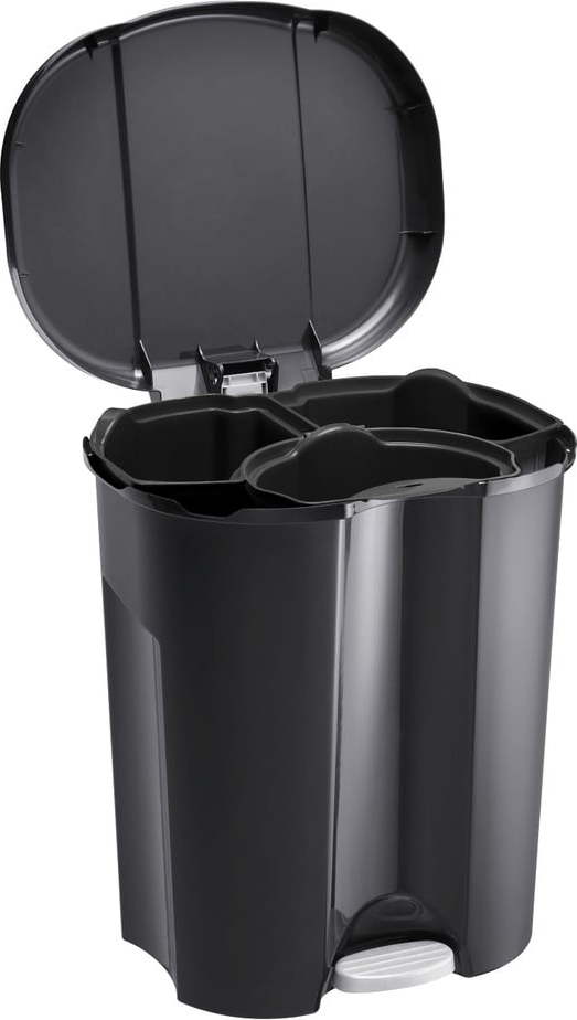 Černý pedálový odpadkový koš z recyklovaného plastu 25 l Trio - Rotho ROTHO