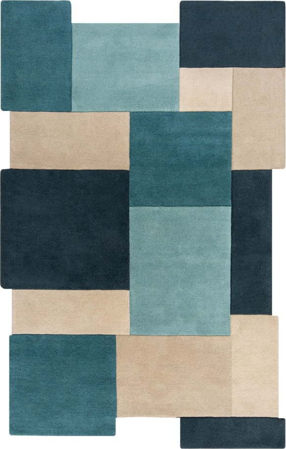 Modro-béžový vlněný koberec 240x150 cm Abstract Collage - Flair Rugs Flair Rugs