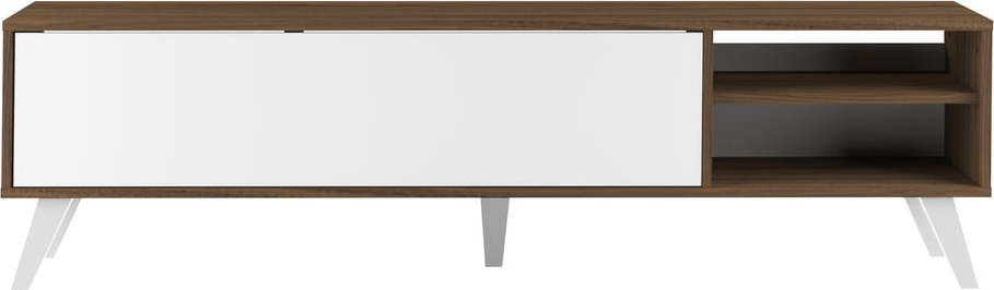 Bílý TV stolek v dekoru ořechu 165x43 cm Prism - TemaHome France TemaHome France