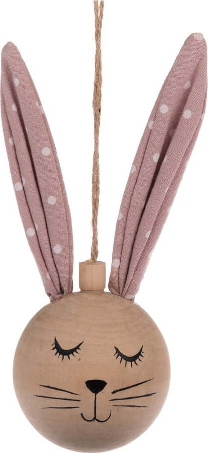 Růžová dřevěná velikonoční závěsná dekorace Dakls Bunny Dakls