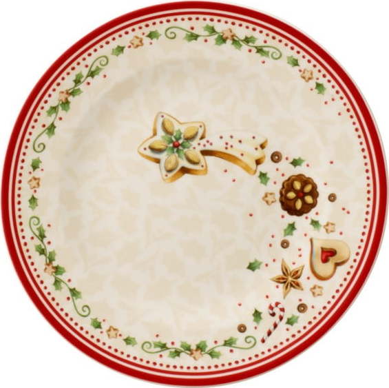 Béžový porcelánový talíř s vánočním motivem Villeroy & Boch Falling Stars
