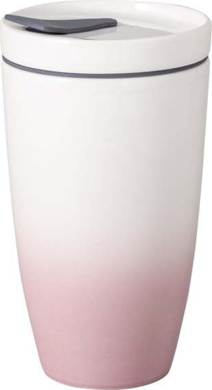 Růžovo-bílý porcelánový termohrnek Villeroy & Boch Like To Go