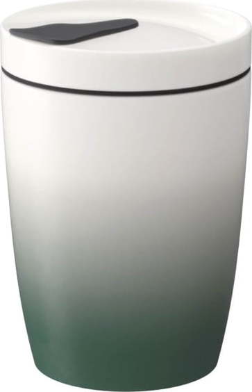 Zeleno-bílý porcelánový termohrnek Villeroy & Boch Like To Go & To Stay