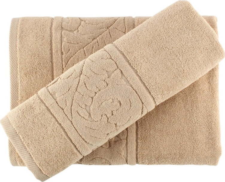 Set béžového bavlněného ručníku a osušky Foutastic Beige Foutastic