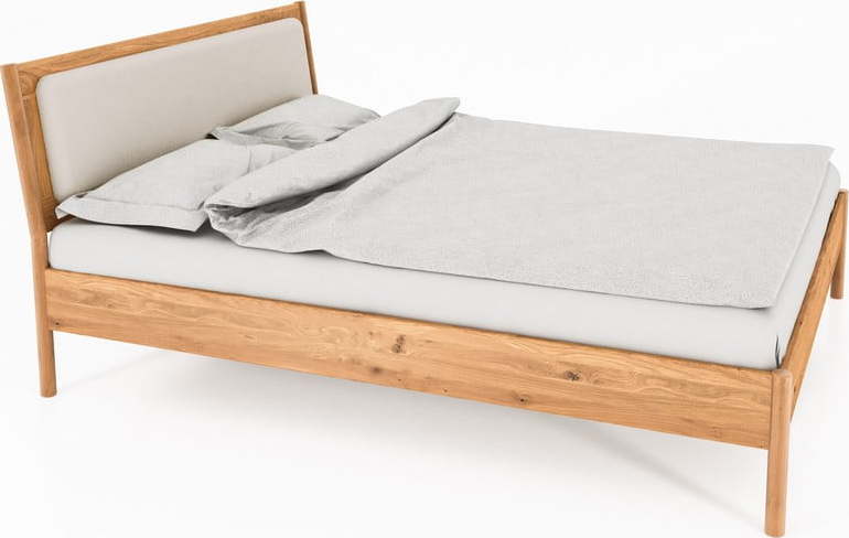 Dvoulůžková postel z dubového dřeva s čalouněným čelem 140x200 cm Pola - The Beds The Beds
