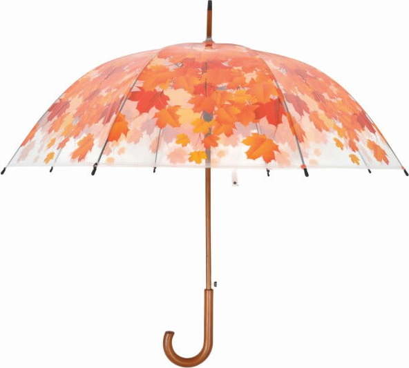 Transparentní holový deštník Esschert Design Ambiance Birdcage Fall Leaves