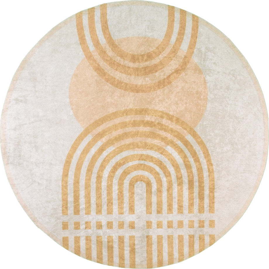 Žlutý/šedý kulatý koberec ø 100 cm - Vitaus Vitaus