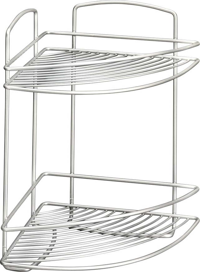 Rohová nástěnná ocelová koupelnová polička ve stříbrné barvě - Metaltex Metaltex