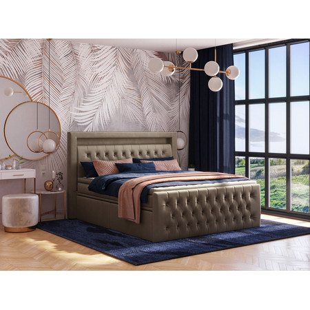 Čalouněná postel CESAR včetně úložného prostoru 160x200 Světle hnědá KOLA
