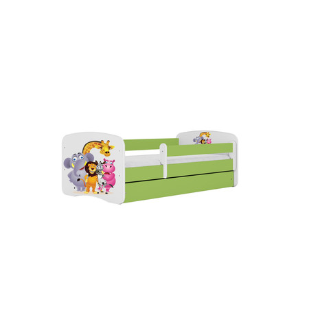 Dětská postel s úložným prostorem Babydream 70x140 cm - zoo Bílá + zelená Pěnová matrace Signal-nabytek