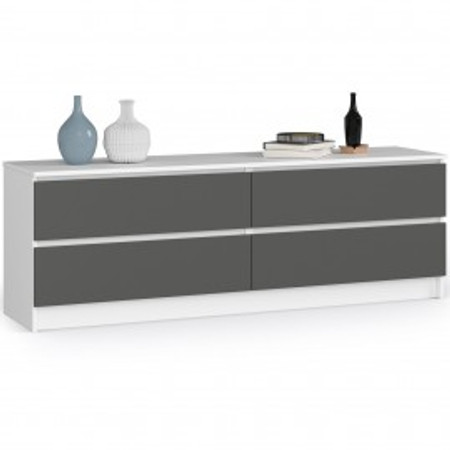 Komoda K120 4SZ - bílá/grafit Akord