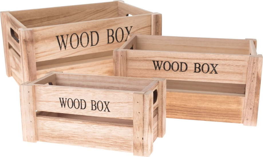 Dekorativní dřevěné úložné boxy v sadě 3 ks - Dakls Dakls