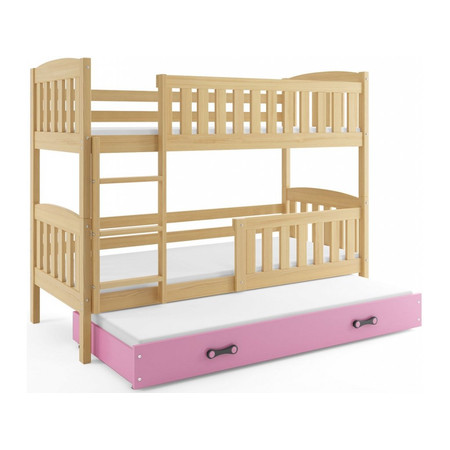 Dětská patrová postel KUBUS s výsuvnou postelí 80x190 cm - borovice Ružové BMS
