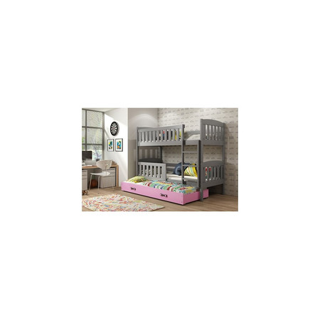 Dětská patrová postel KUBUS s výsuvnou postelí 80x190 cm - grafit Ružové BMS