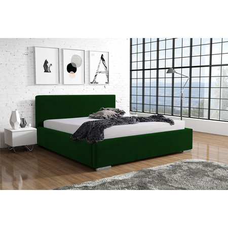 Postel ISLA 12 STANDARD 90x200 cm - stříbrné nohy Tmavě zelená Signal-nabytek